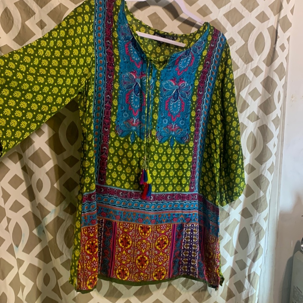 Ananda’s Collection Brightly Colored Bohemian Tunic Size Medium